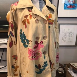 Sundance XL Ladies Tan coat w/ embroidery